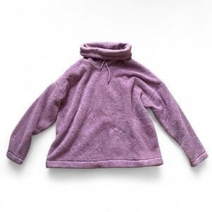 Light dusty purple fleece pullover with cowl neck